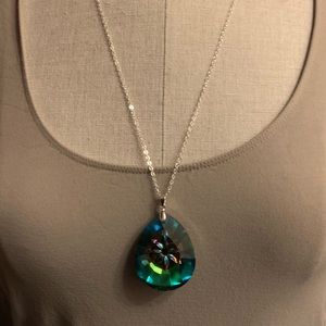 Crystal Rainbow iridescent Teardrop Necklace NEW